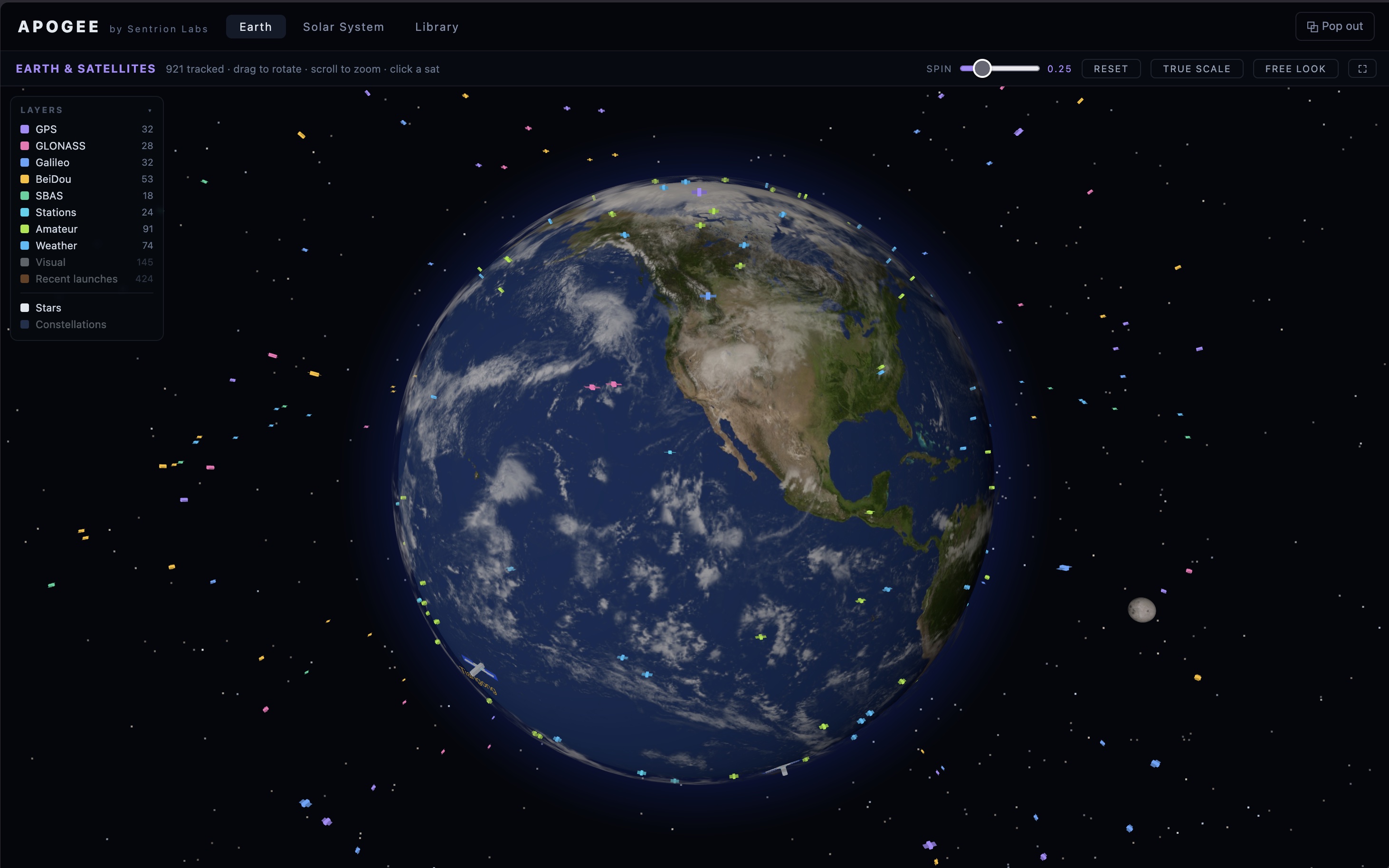 Apogee — Earth and satellites explorer